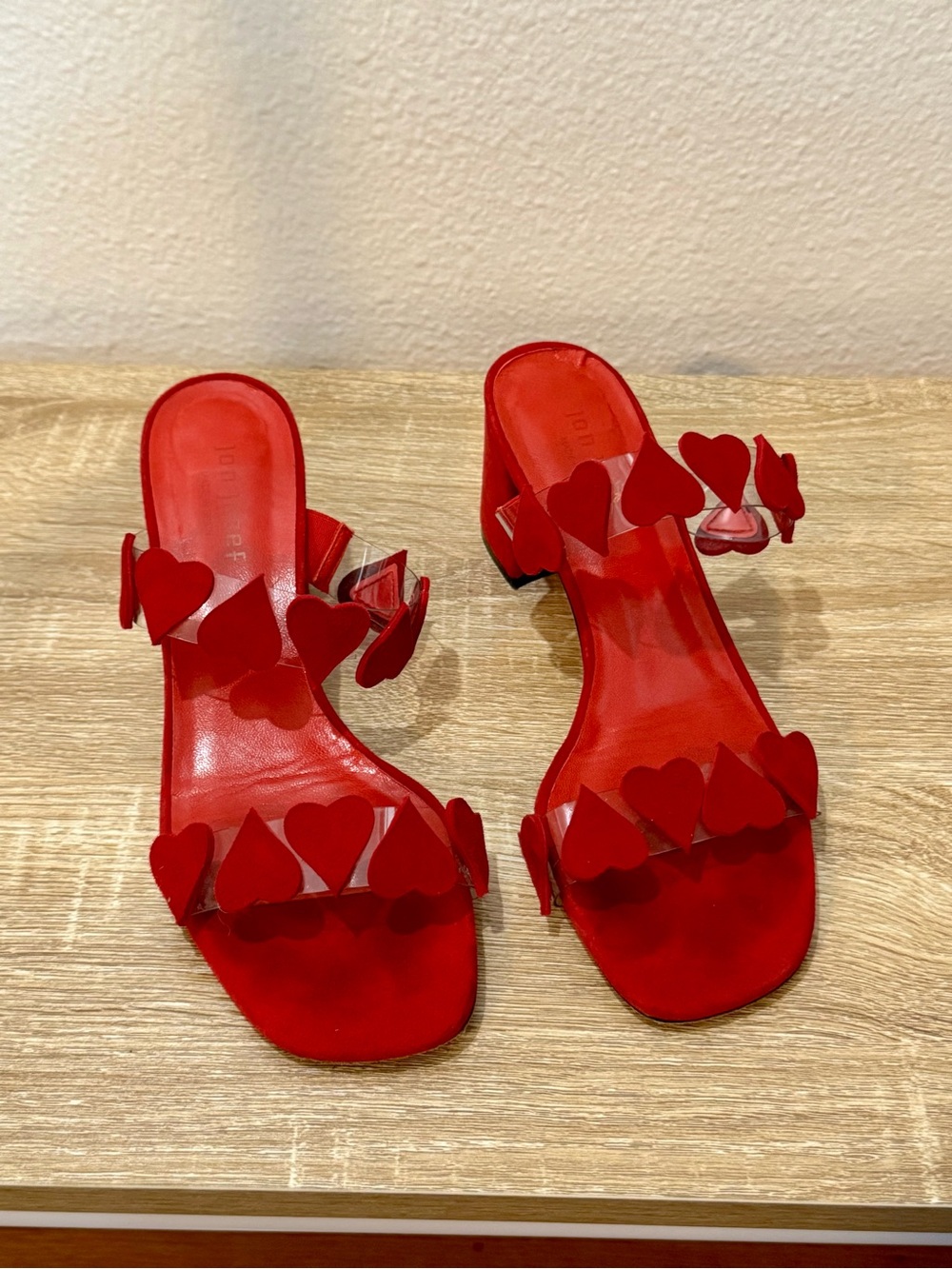 Red Heart-Embellished Slide Heels Jon Josef